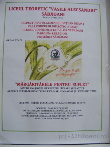 Afisul Concursului National Margaritarele pentru suflet
